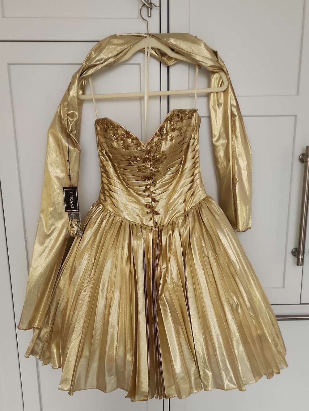 TERANI Couture Gold Metallic Dress
